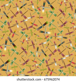 New beautiful colored seamless pattern with dragonflies.