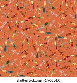 New beautiful colored seamless pattern with dragonflies.