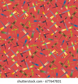 New beautiful colored seamless pattern with dragonflies.