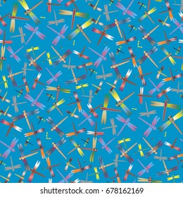 New beautiful colored seamless pattern with dragonflies.