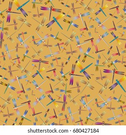 New beautiful colored seamless pattern with dragonflies.