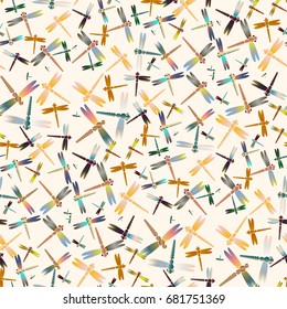 New beautiful colored seamless pattern with dragonflies.