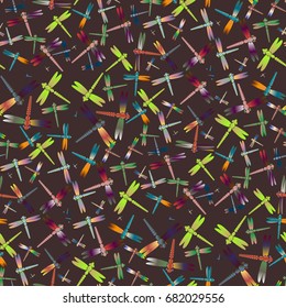New beautiful colored seamless pattern with dragonflies.