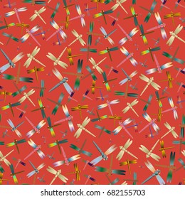 New beautiful colored seamless pattern with dragonflies.