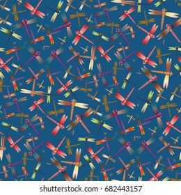 New beautiful colored seamless pattern with dragonflies.