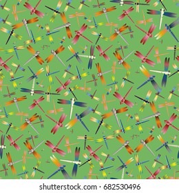 New beautiful colored seamless pattern with dragonflies.