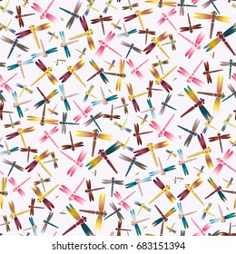 New beautiful colored seamless pattern with dragonflies.