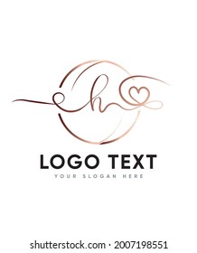 Un nuevo guión hermoso con estilos caligráficos tipo de letra plantilla de logotipo H, logotipo vector para identidad empresarial y de empresa 