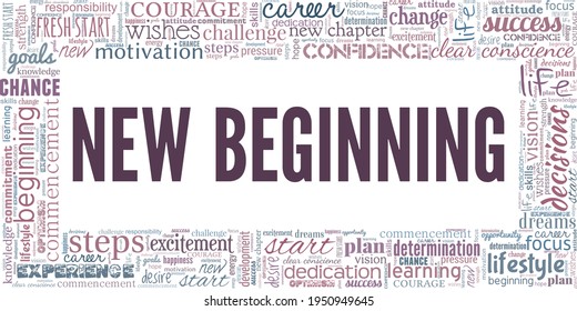 New beginning vector illustration word cloud isolated on a white background.