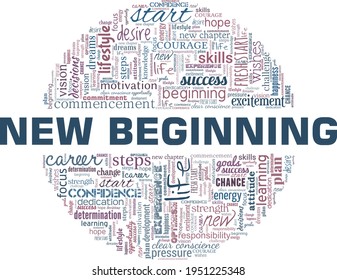 New beginning vector illustration word cloud isolated on a white background.
