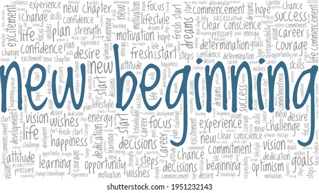 New beginning vector illustration word cloud isolated on a white background.