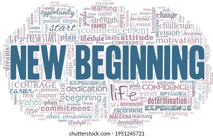 New beginning vector illustration word cloud isolated on a white background.