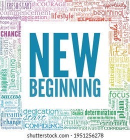 New beginning vector illustration word cloud isolated on a white background.