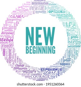 New beginning vector illustration word cloud isolated on a white background.