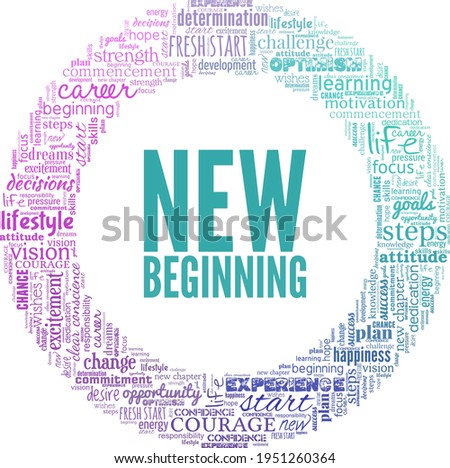 New beginning vector illustration word cloud isolated on a white background.