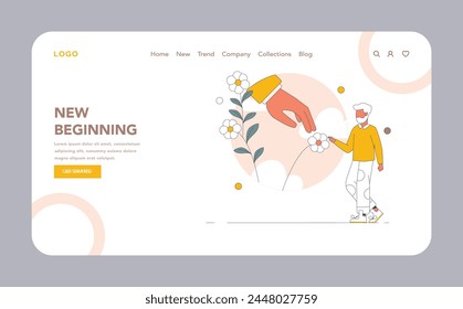 New Beginning web or landing page. An inspiring illustration reflecting how coaching catalyzes improvement in life quality, emotional well-being, and personal relationships