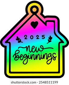 new beginnings hanging house merry christmas colorful bright rainbow graphic design