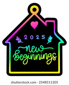 new beginnings hanging house merry christmas colorful bright rainbow graphic design