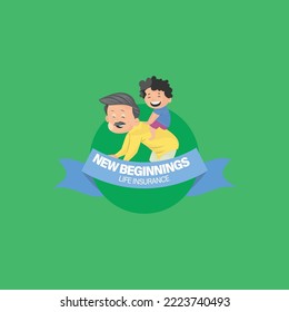 New beginnings life insurance Indian vector mascot logo template.