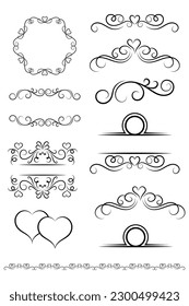 New Best Border Set of text delimiters for your projects. Vector illustration.Set of ornamental filigree flourishes and thin dividers. Classical vintage elements, vector illustration
