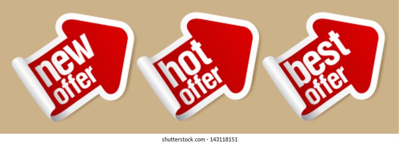 New best offer stickers in form of arrow.