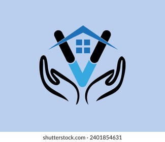 nuevo mejor logotipo de V inmobiliaria para la empresa de marca. ilustración vectorial de plantilla de construcción para su marca.2024