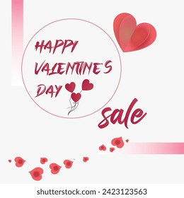 new best Valentine's day concept background. Vector illustration. 3d red and pink paper hearts with white square frame. Cute love sale banner or greeting card design