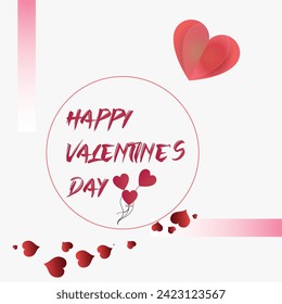 new best Valentine's day concept background. Vector illustration. 3d red and pink paper hearts with white square frame. Cute love sale banner or greeting card design