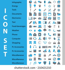 New and Big collection of two color icons for Computer, documents, office, weather, shopping, tools, energy, food, accessories and many more