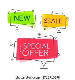 New, Big Sale and Special Offer Vector Banners Set Isolated on White Background