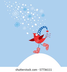 New bird and the first snow
