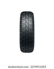 New black car wheel tire on white background realistic vector illustration