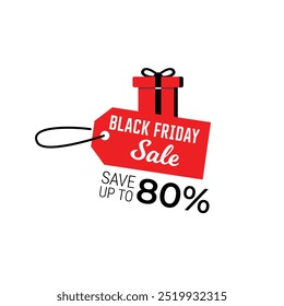 Novo logotipo Black Friday para ícone de publicidade tag de desconto, nível, modelo de logotipo vetorial.Black Friday Gift Banner Vetor
