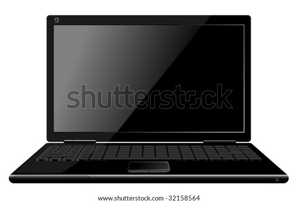New Black Laptop Isolated On White Stock Vector (Royalty Free) 32158564