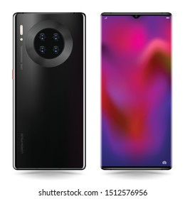 New black smartphone back front mockup realistic vector illustration for technology application and advertising.