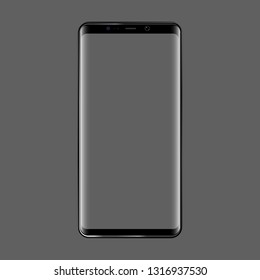 New black Smartphone model isolated with blank screen. Vector illustration.