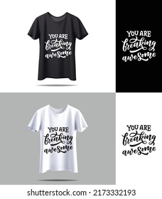 New Black and white T-shirt vector with mockup typography quotes. Vintage typography print vector design. t-shirt design vector