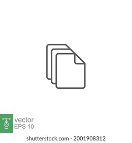 New blank document file icon line style. copy paste symbol. Paperwork stack, syllabus sheet folder, form message business element. outline vector illustration. Design on white background. EPS 10