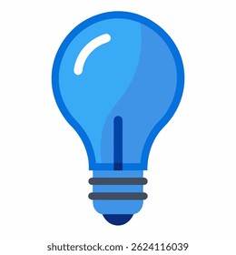 new blue color electric bulb, light vector icon on white background