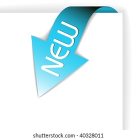 New blue corner ribbon - arrow pointing at the content