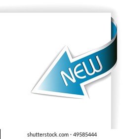 New blue corner ribbon - arrow pointing at the content (vector)