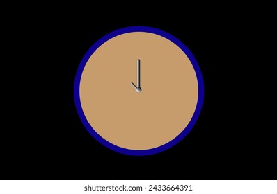 New blue wall clock isolated on black background,