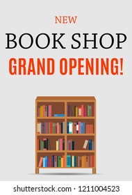 New Book Shop Grand Opening Background. Vector Illustration EPS10