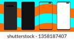 New borderless smartphone with camera in screen. Mockup, blank white and transparent screen