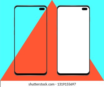 New borderless/bezel-less/edge to edge smartphone mockup + blank white screen