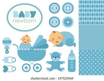 new born babies elements set design. vector illustration