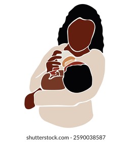A new born baby being fed by its mother abstract