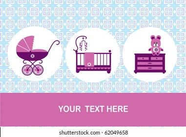 new born, baby birthday card, vector illustration