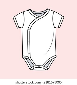 New born baby bodysuit onesie flat sketch illustration 