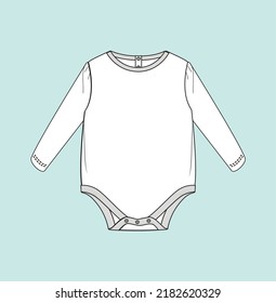 New born baby boy, girl onesie bodysuit flat sketch illustration
